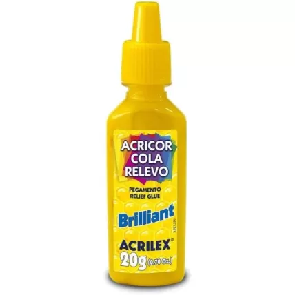 Cola Acricor Relevo Brilliant Amarelo Ouro 20g Acrilex