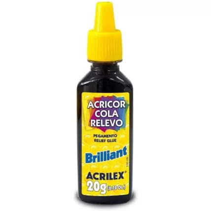 Cola Acricor Relevo Brilliant Preto 20g Acrilex