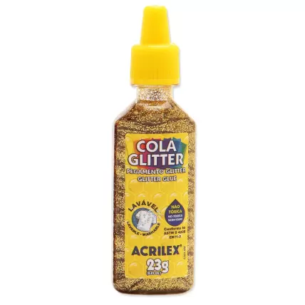 Cola Glitter Acrilex 23g Lavável 201 Ouro