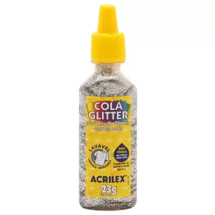 Cola Glitter Acrilex 23g Lavável 202 Prata