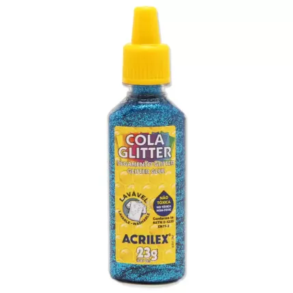 Cola Glitter Acrilex 23g Lavável 204 Azul