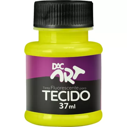 Tinta para Tecido Fluorescente Amarelo Limão 37ml DAC