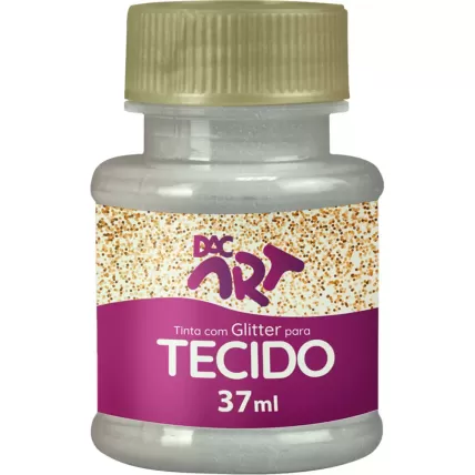 Tinta para Tecido Glitter Prata 37ml DAC