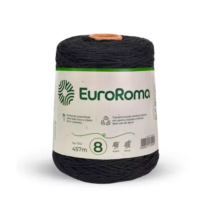 Barbante EuroRoma Colorido N8 Preto 600g