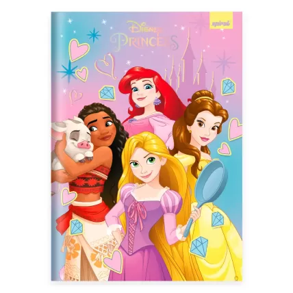 Caderno Universitário CD Costurado 80 Folhas Disney Princesas