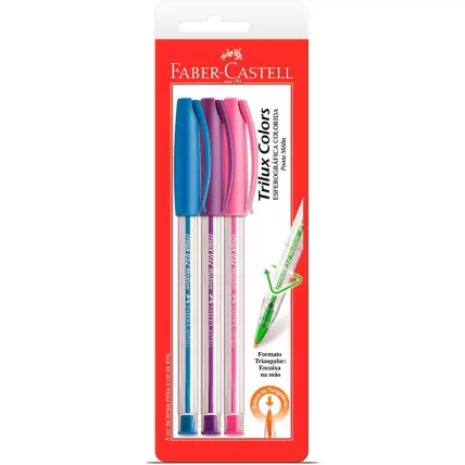 Caneta Esferográfica Trilux Cores 1.0mm Faber-Castell BT 3 UN