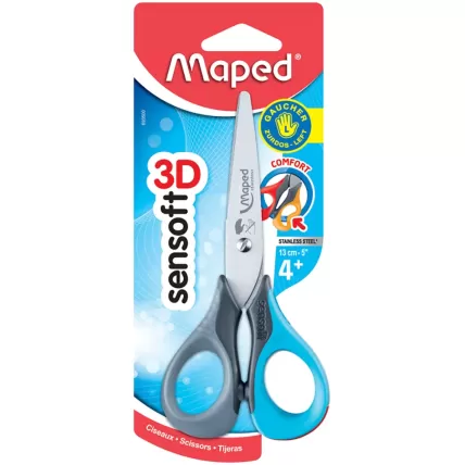 Tesoura Sensoft 3D Canhoto 13cm Azul