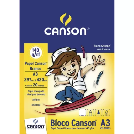 Bloco Desenho A3 Branco 140g Canson BL 20 FL