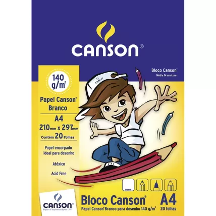 Bloco Desenho A4 Branco 140g Canson BL 20 FL