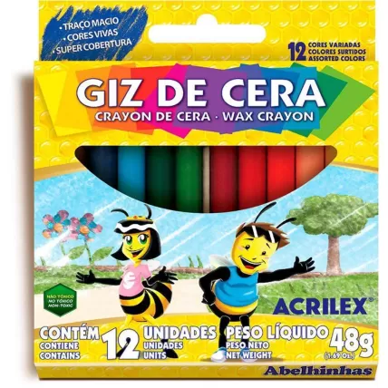 Giz de Cera 12 Cores 48g Acrilex