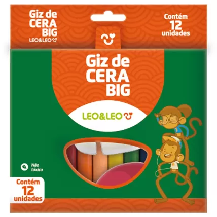 Giz de Cera Gizão 12 Cores Leonora