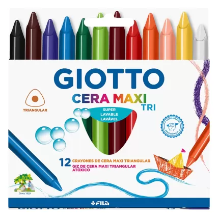 Giz de Cera Triangular Gizão Maxi 12 Cores Giotto