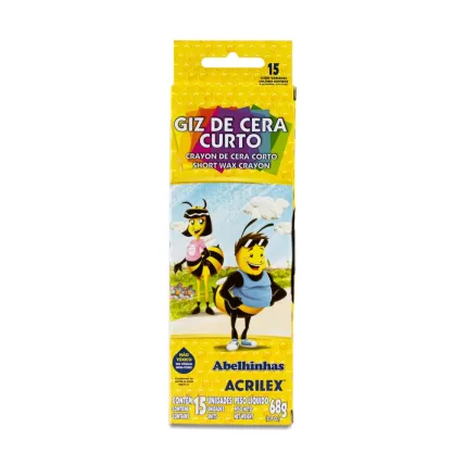 Giz de Cera Curto 15 Cores 68g Acrilex