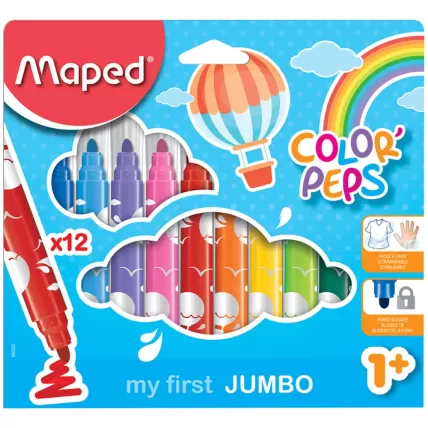 Caneta Hidrográfica Color Peps Jumbo 12 Cores Maped