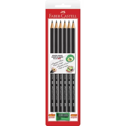 Lápis Preto EcoLápis n2 com Apontador Faber-Castell 6 UN