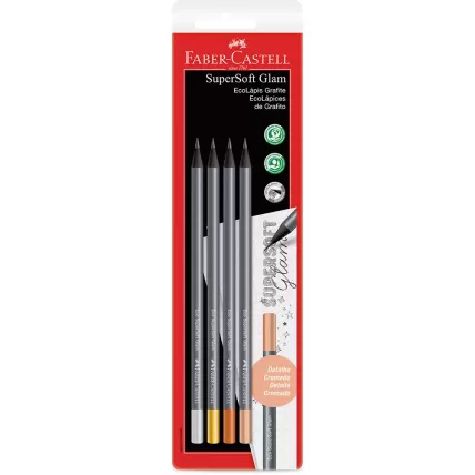 Lápis Grafite n2 SuperSoft Glam Faber-Castell BT 4 UN