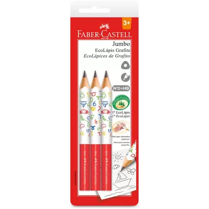 Lápis Grafite Triangular EcoLápis Jumbo HB Faber-Castell BT 3 UN