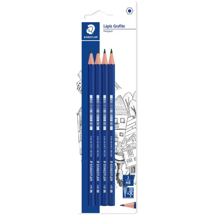 Lápis Preto n2 Hexagonal Staedtler Azul 4 UN