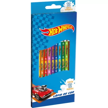 Lápis de Cor 12 Cores Redondo Hot Wheels Tris