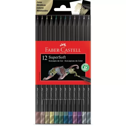 Lápis de Cor 12 Cores SuperSoft Metálicas Faber-Castell