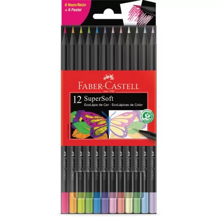 Lápis de Cor 12 Cores SuperSoft Neon Pastel Faber-Castell