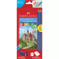 Kit Lápis de Cor Apontador Borracha EcoLápis 12 Cores Faber-Castell