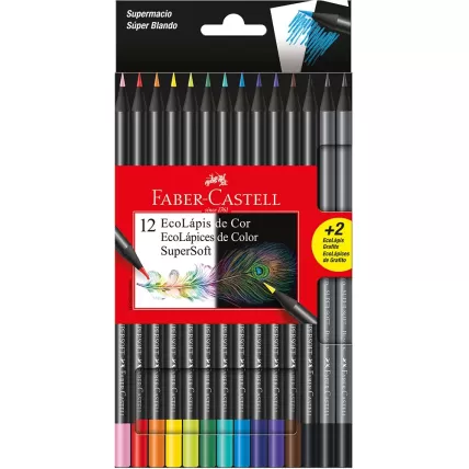 Lápis de Cor SuperSoft 12 Cores + 2 EcoLápis Grafite Faber-Castell