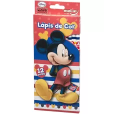 Lápis de Cor 12 Cores Disney Mickey Sextavado Molin