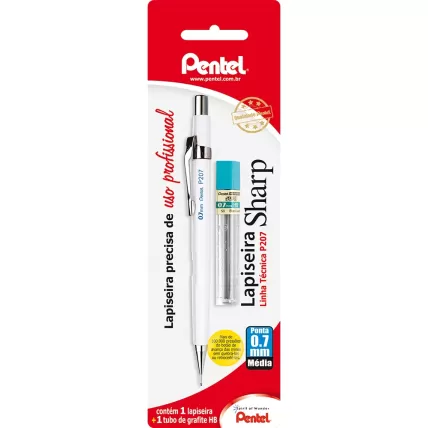 Lapiseira 0.7mm Branca + 1 Tubo de Grafite Pentel BT 1 UN