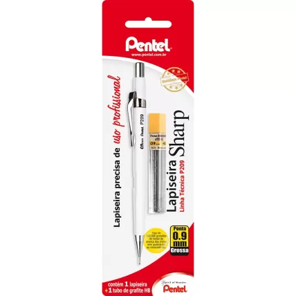 Lapiseira 0.9mm Branca + 1 Tubo de Grafite Pentel BT 1 UN