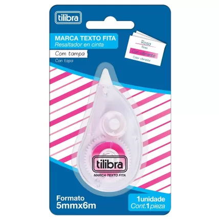 Marca Texto em Fita Rosa 5mmX6m Tilibra