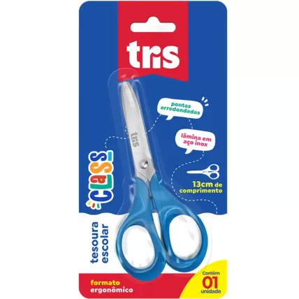 Tesoura Escolar Class 13cm Azul Tris