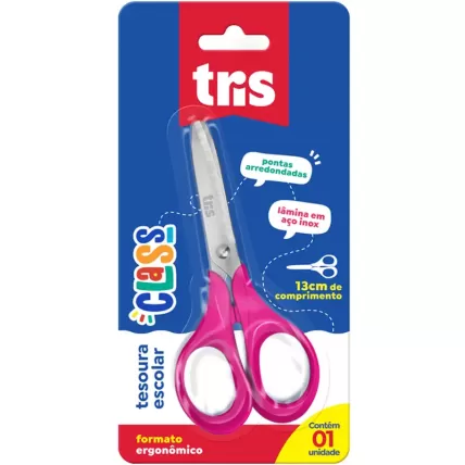 Tesoura Escolar Class 13cm Rosa Tris