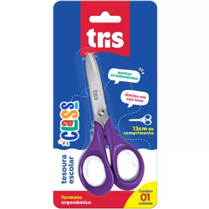 Tesoura Escolar Class 13cm Roxa Tris