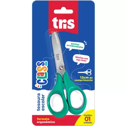 Tesoura Escolar Class 13cm Verde Tris