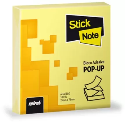 Bloco Autoadesivo Pop-Up 76x76 Amarelo Stick Note 100 Folhas