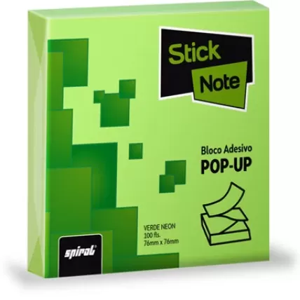 Bloco Autoadesivo Pop-Up 76x76 Neon Verde Note 100 Folhas