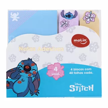 Bloco de Notas Adesivas Stitch Molin 4 Blocos 40 Folhas