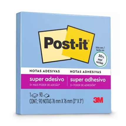 Bloco de Notas Super Adesivas Post-it Azul 76x76 90 FL