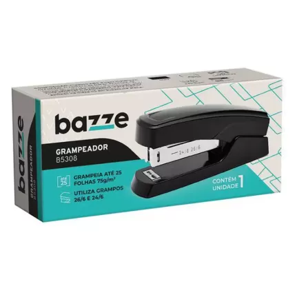 Grampeador B5308 26/6 25 Folhas Plástico Preto Bazze