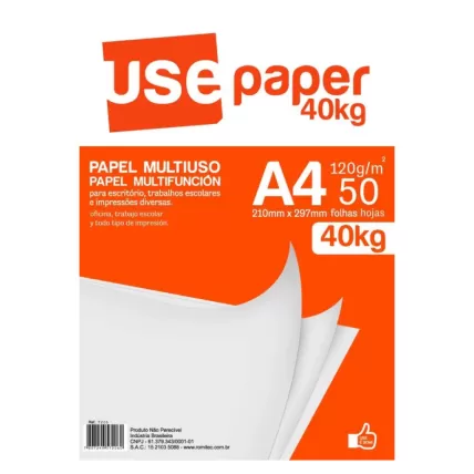 Papel 40KG 120gr A4 com 50 FLS Usepaper GPK