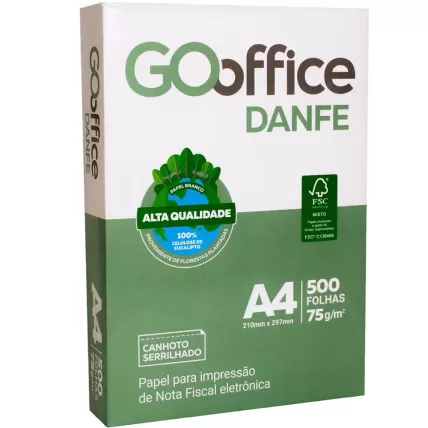 Papel A4 Serrilhado DANFE 75g 500 Folhas Go Office 