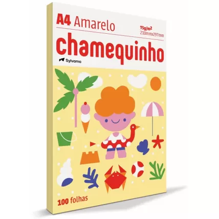 Papel Sulfite A4 75g Chamequinho Amarelo 100 FL