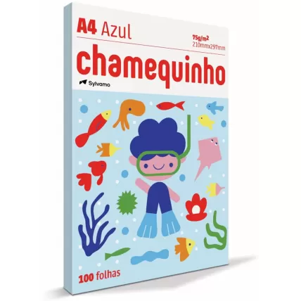 Papel Sulfite A4 75g Chamequinho Azul 100 FL