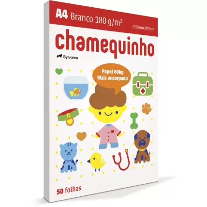 Papel Sulfite A4 180g Chamequinho Branco 50 FL