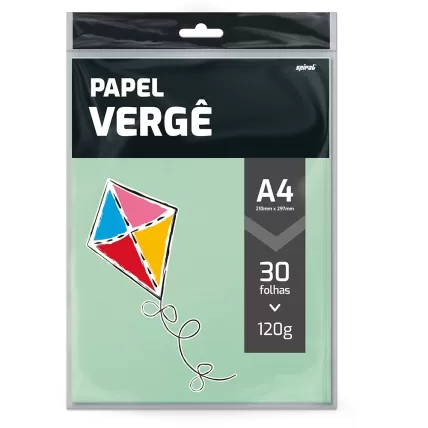 Papel Vergê 120g 210x297 Verde Claro Spiral PCT 30 Folhas