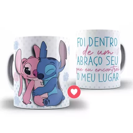 Caneca Stitch Personalizada Porcelana Dia dos Namorados