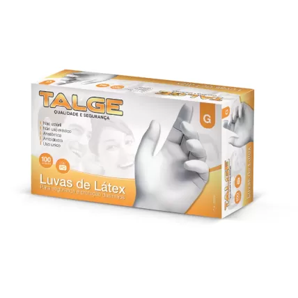 Luva Látex Descartável Natural G Talge CX 100 UN