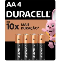 Pilha Alcalina Duracell Pequena AA 4 UN