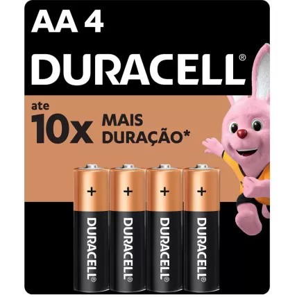 Pilha Alcalina Duracell Pequena AA 4 UN